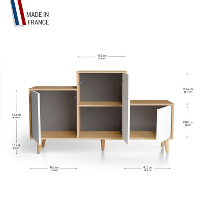 Meuble de rangement PODIUM - Chêne Clair - Blanc YZ-PDCLOUV-BLBLBL-01-01