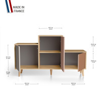 Meuble de rangement PODIUM - Chêne Clair - Cachemire - Abricot - Terracotta YZ-PDCLOUV-CAABTE-01-01