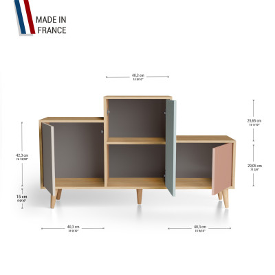 Meuble de rangement PODIUM - Chêne Clair - Cachemire - Curaçao - Abricot YZ-PDCLOUV-CACUAB-01-01