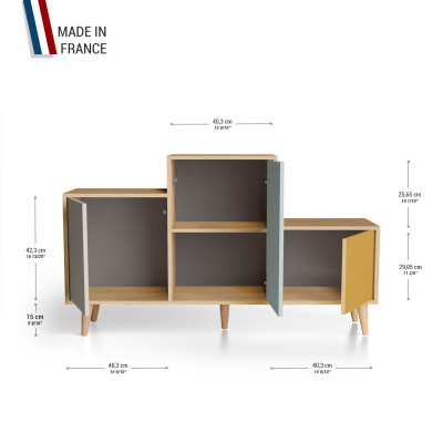 Meuble de rangement PODIUM - Chêne Clair - Cachemire - Curaçao - Curry YZ-PDCLOUV-CACUCY-01-01