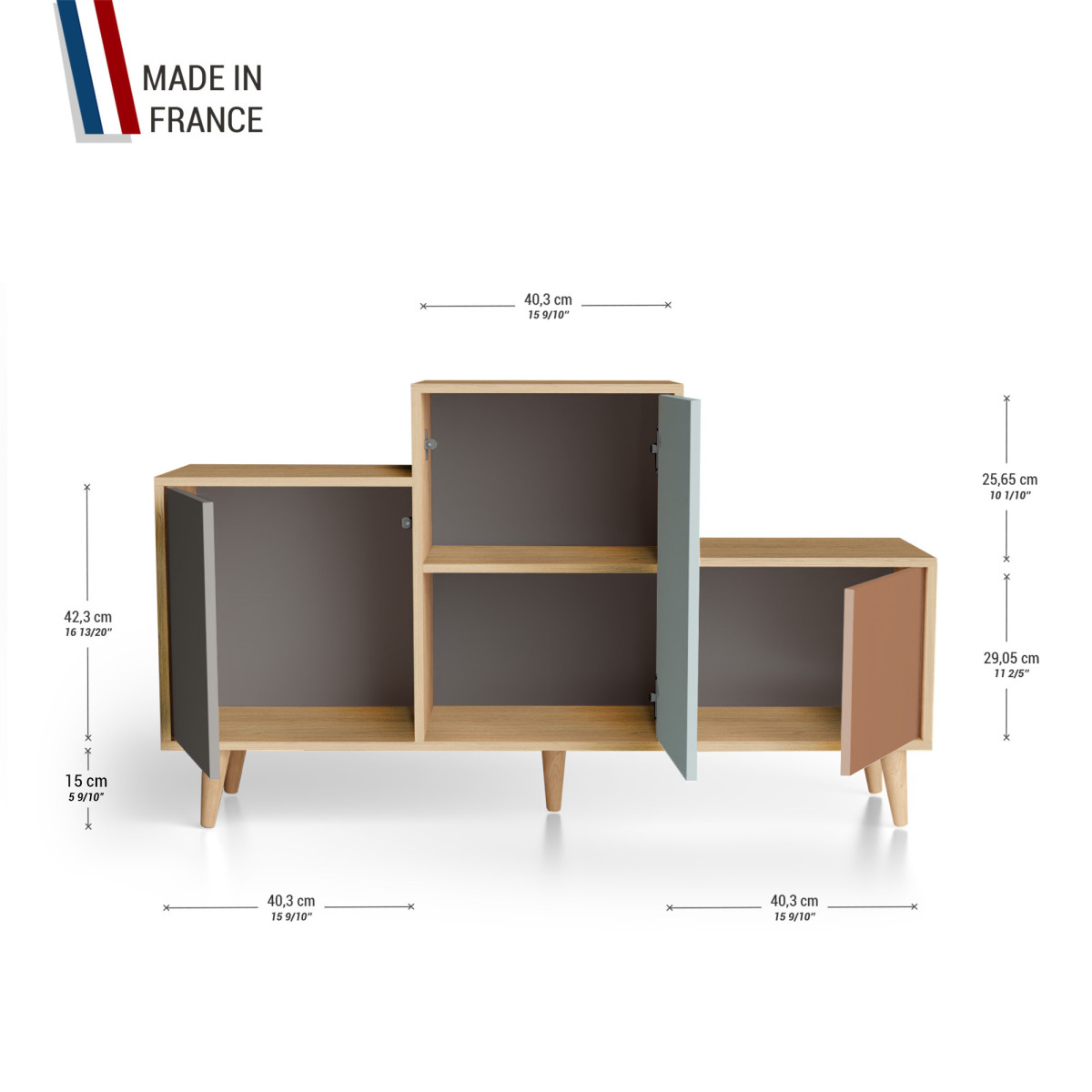 Meuble de rangement PODIUM - Chêne Clair - Cubanite - Curaçao - Terracotta YZ-PDCLOUV-CBCUTE-01-01