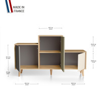 Meuble de rangement PODIUM - Chêne Clair - Cubanite - Olive - Porcelaine YZ-PDCLOUV-CBOLPO-01-01