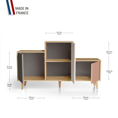 Meuble de rangement PODIUM - Chêne Clair - Cubanite - Porcelaine - Abricot YZ-PDCLOUV-CBPOAB-01-01