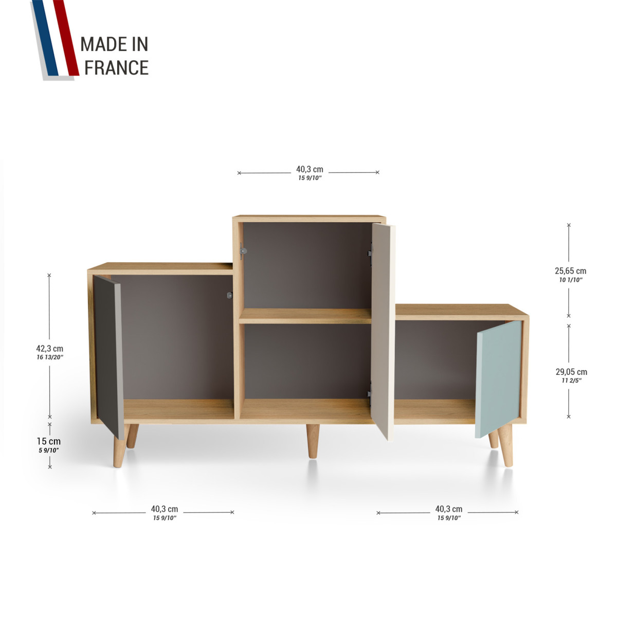 Meuble de rangement PODIUM - Chêne Clair - Cubanite - Porcelaine - Curaçao YZ-PDCLOUV-CBPOCU-01-01