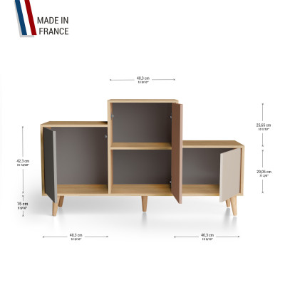 Meuble de rangement PODIUM - Chêne Clair - Cubanite - Terracotta - Cachemire YZ-PDCLOUV-CBTECA-01-01