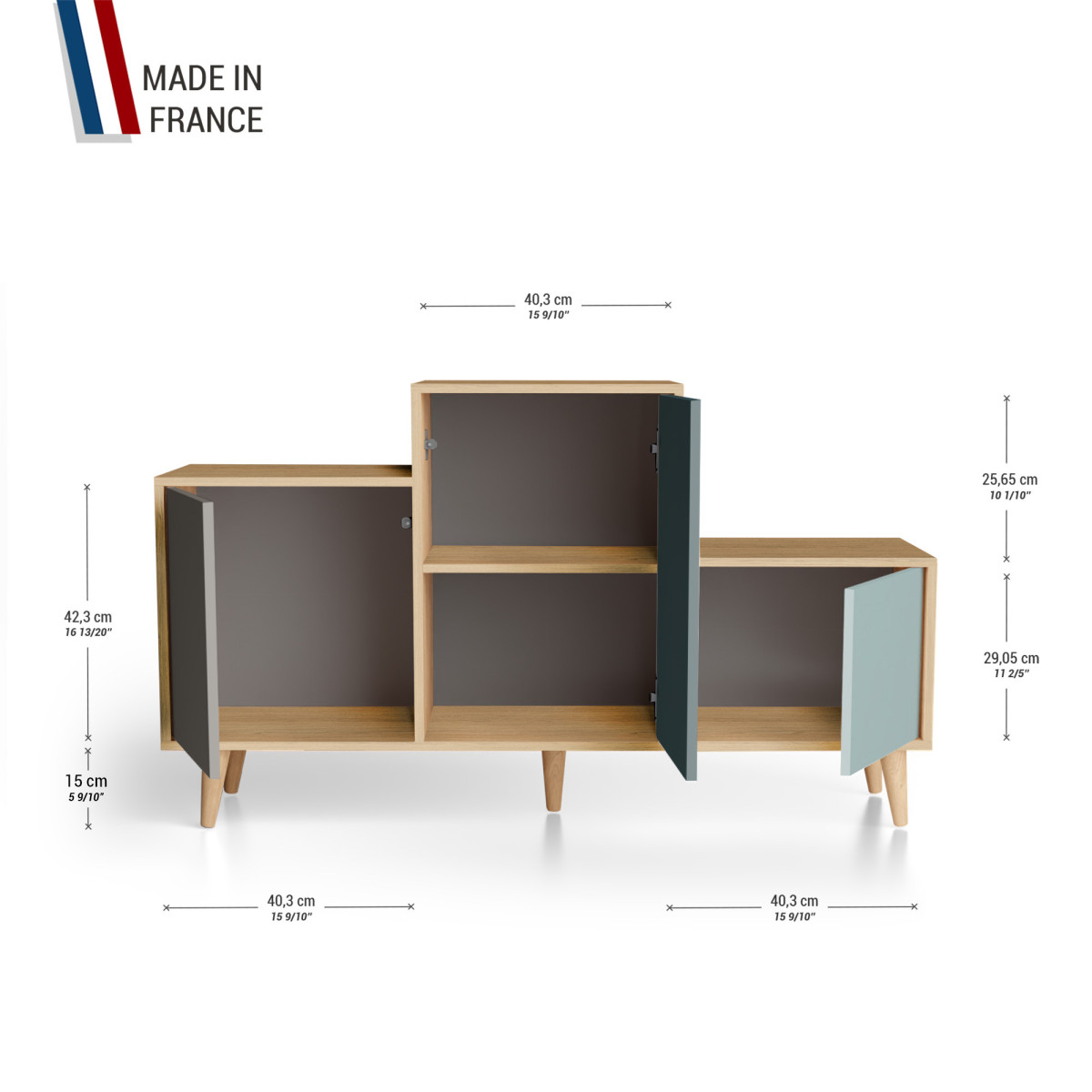 Meuble de rangement PODIUM - Chêne Clair - Cubanite - Tropical - Curaçao YZ-PDCLOUV-CBTRCU-01-01