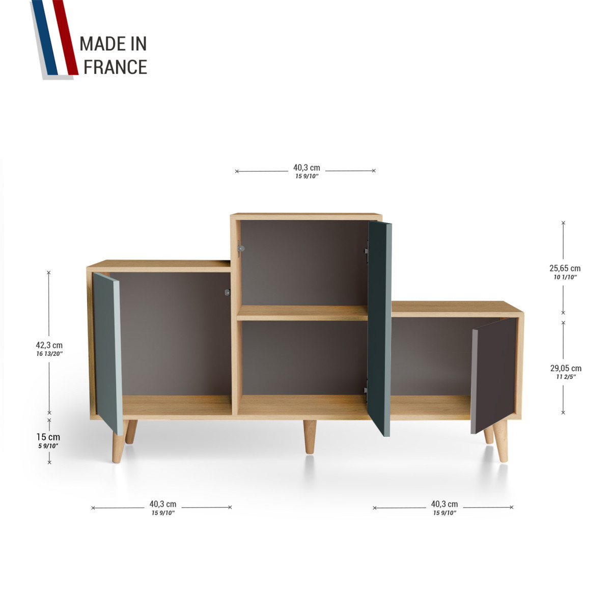 Meuble de rangement PODIUM - Chêne Clair - Curaçao - Tropica - Graphite YZ-PDCLOUV-CUTRGP-01-01