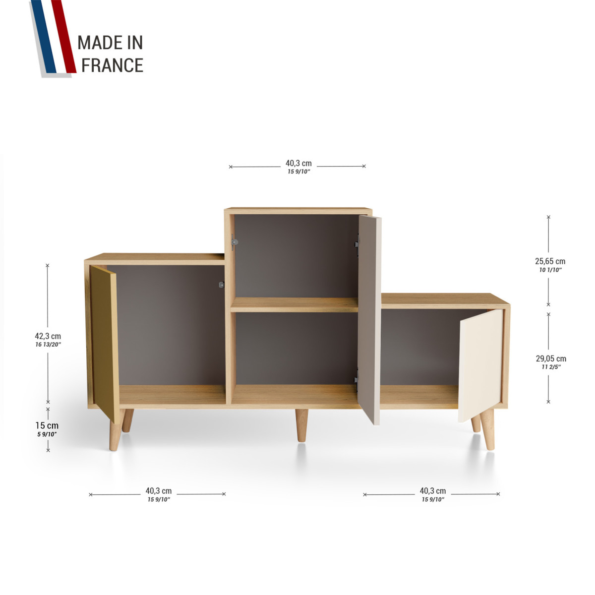 Meuble de rangement PODIUM - Chêne Clair - Curry - Cachemire - Porcelaine YZ-PDCLOUV-CYCAPO-01-01