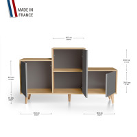 Meuble de rangement PODIUM - Chêne Clair - Gris YZ-PDCLOUV-GRGRGR-01-01