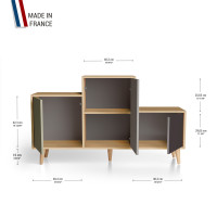 Meuble de rangement PODIUM - Chêne Clair - Olive - Cubanite - Graphite YZ-PDCLOUV-OLCBGP-01-01