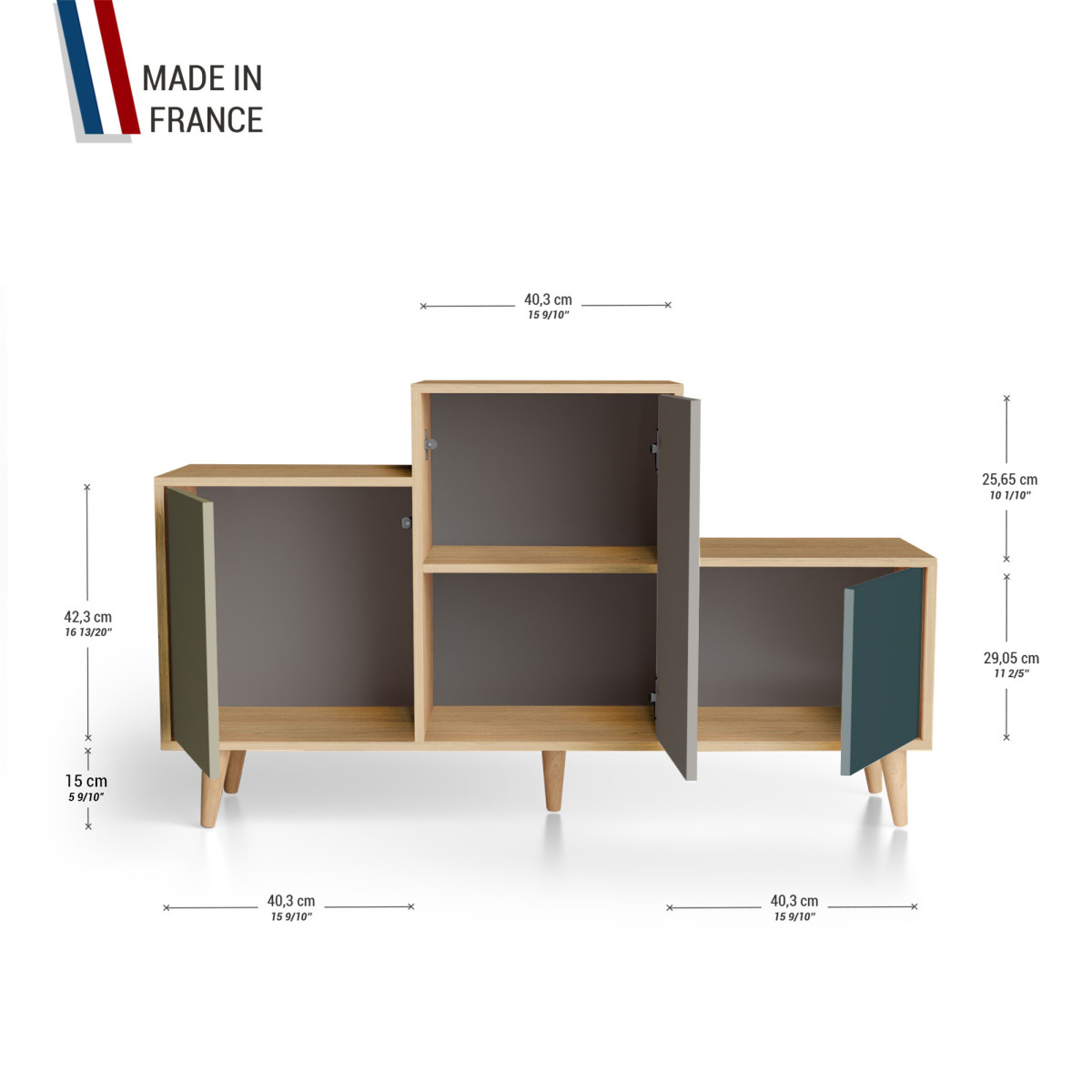 Meuble de rangement PODIUM - Chêne Clair - Olive - Cubanite - Tropical YZ-PDCLOUV-OLCBTR-01-01