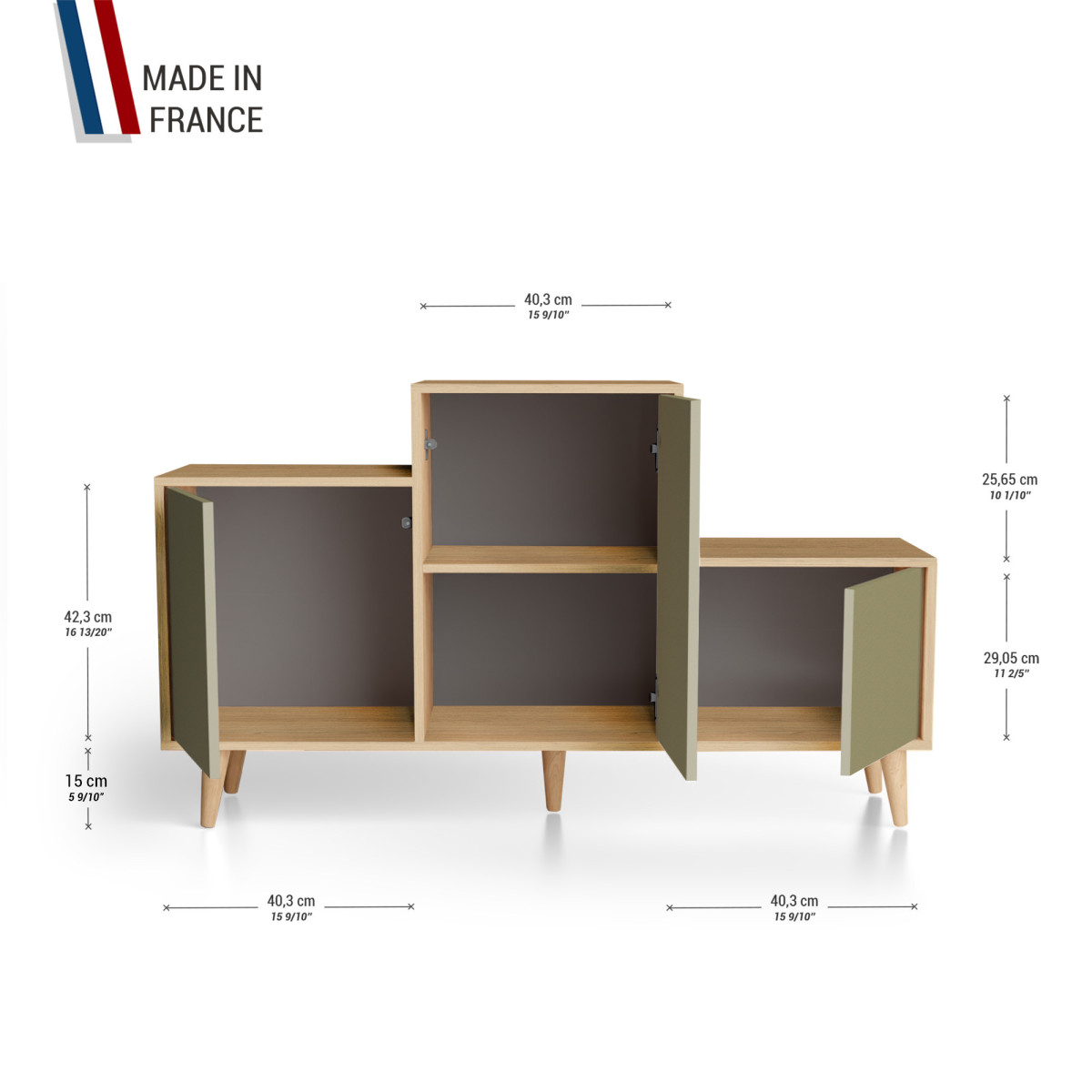 Meuble de rangement PODIUM - Chêne Clair - Olive YZ-PDCLOUV-OLOLOL-01-01