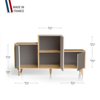 Meuble de rangement PODIUM - Chêne Clair - Porcelaine - Cachemire - Cubanite YZ-PDCLOUV-POCACB-01-01