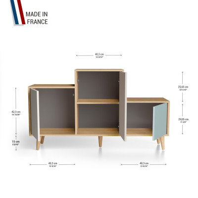 Meuble de rangement PODIUM - Chêne Clair - Porcelaine - Cachemire - Curaçao YZ-PDCLOUV-POCACU-01-01