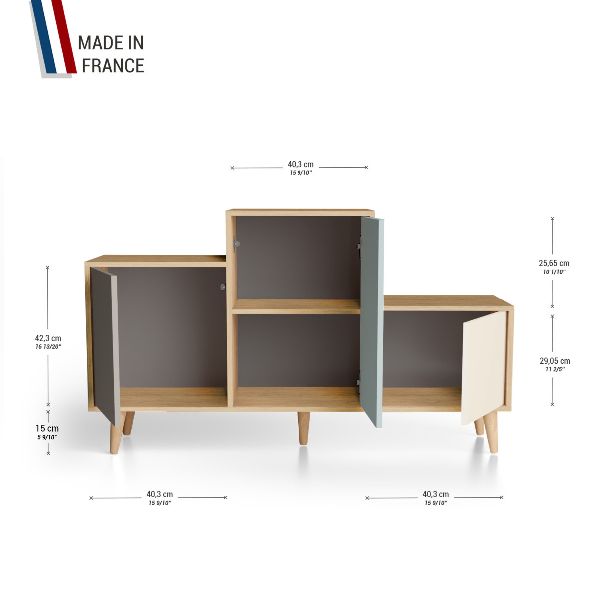 Meuble de rangement PODIUM - Chêne Clair - Sienne - Curaçao - Porcelaine YZ-PDCLOUV-SICUPO-01-01