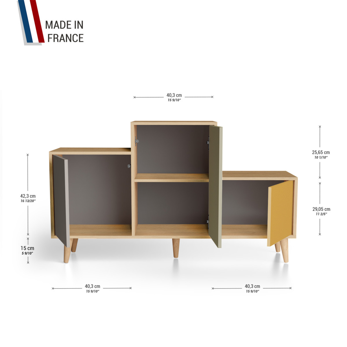 Meuble de rangement PODIUM - Chêne Clair - Sienne - Olive - Curry YZ-PDCLOUV-SIOLCY-01-01