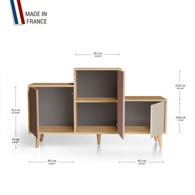 Meuble de rangement PODIUM - Chêne Clair - Terracotta - Abricot - Cachemire YZ-PDCLOUV-TEABCA-01-01