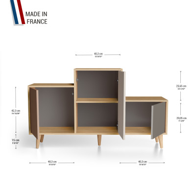 Meuble de rangement PODIUM - Chêne Clair - Terracotta - Cachemire - Cubanite YZ-PDCLOUV-TECACB-01-01