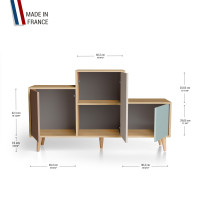 Meuble de rangement PODIUM - Chêne Clair - Terracotta - Cachemire - Curaçao YZ-PDCLOUV-TECACU-01-01