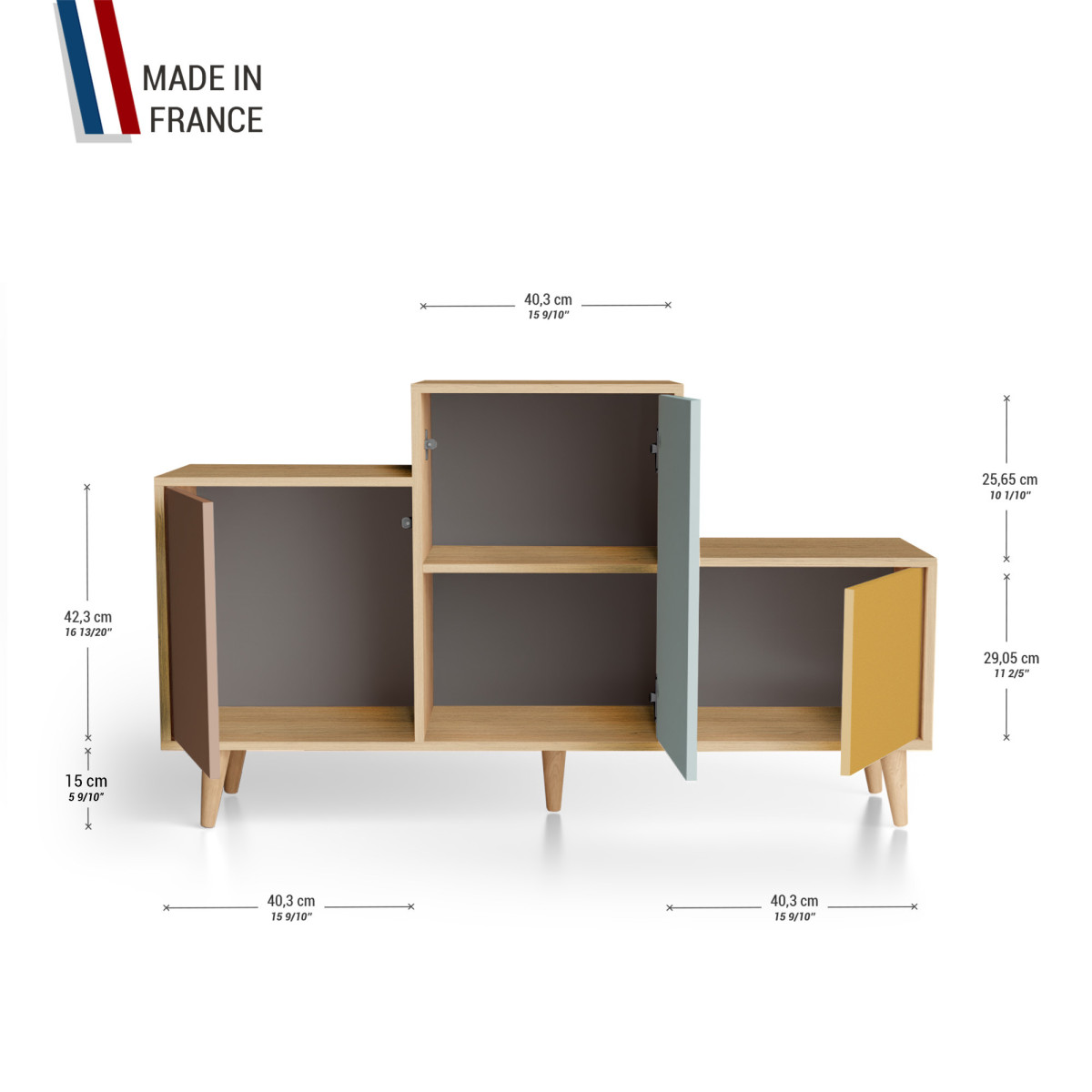 Meuble de rangement PODIUM - Chêne Clair - Terracotta - Curaçao - Curry YZ-PDCLOUV-TECUCY-01-01