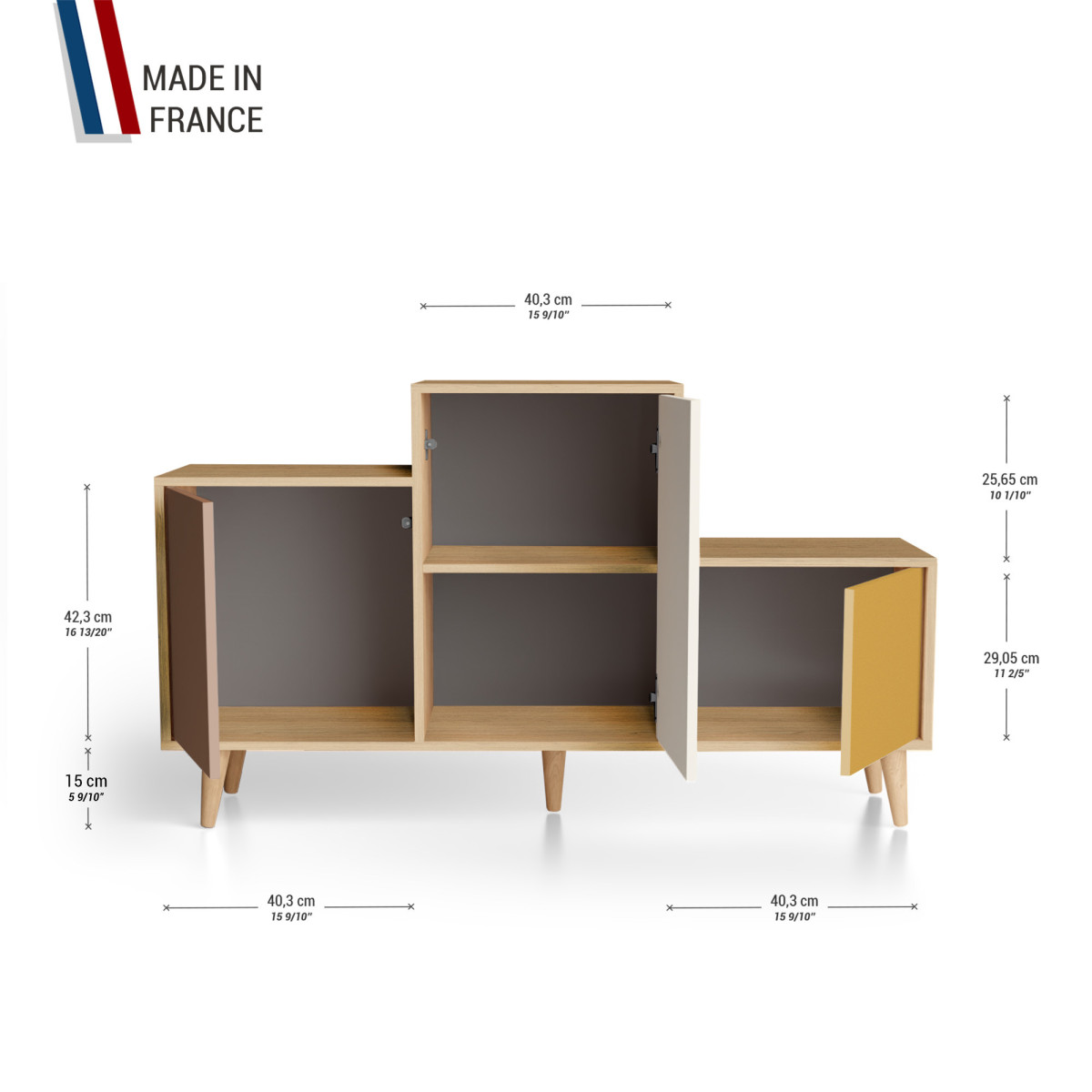 Meuble de rangement PODIUM - Chêne Clair - Terracotta - Porcelaine - Curry YZ-PDCLOUV-TEPOCY-01-01