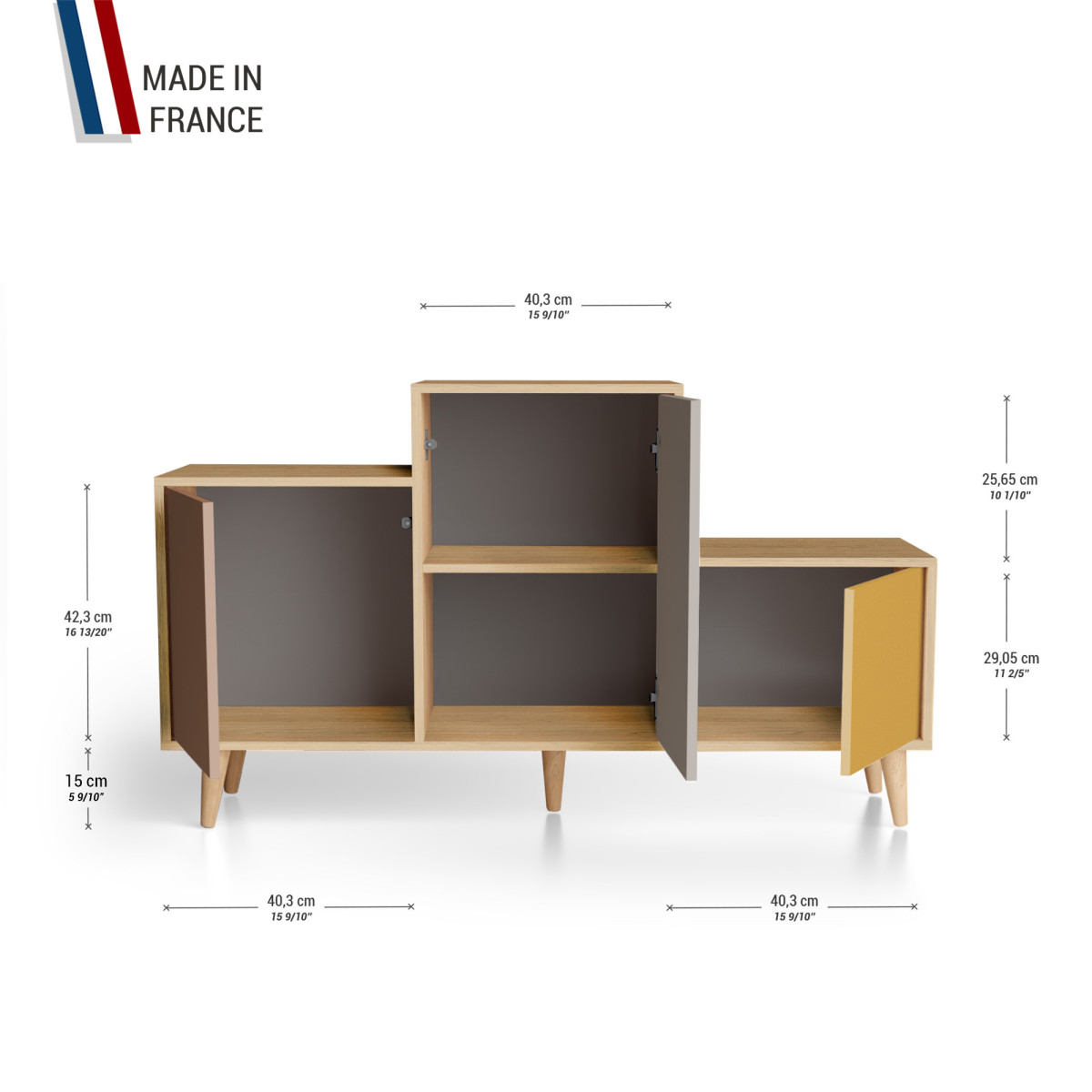 Meuble de rangement PODIUM - Chêne Clair - Terracotta - Sienne - Curry YZ-PDCLOUV-TESICY-01-01