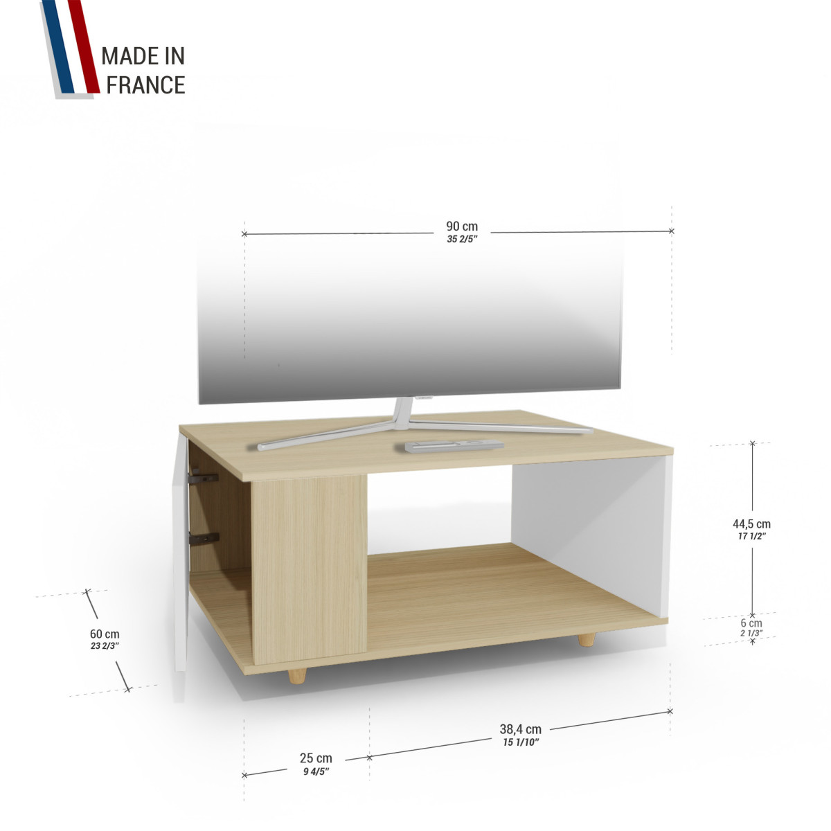 Meuble TV Chêne Clair - Blanc - Chêne Clair - Blanc YZ-NXCLOUV-BLCLBL-01-01