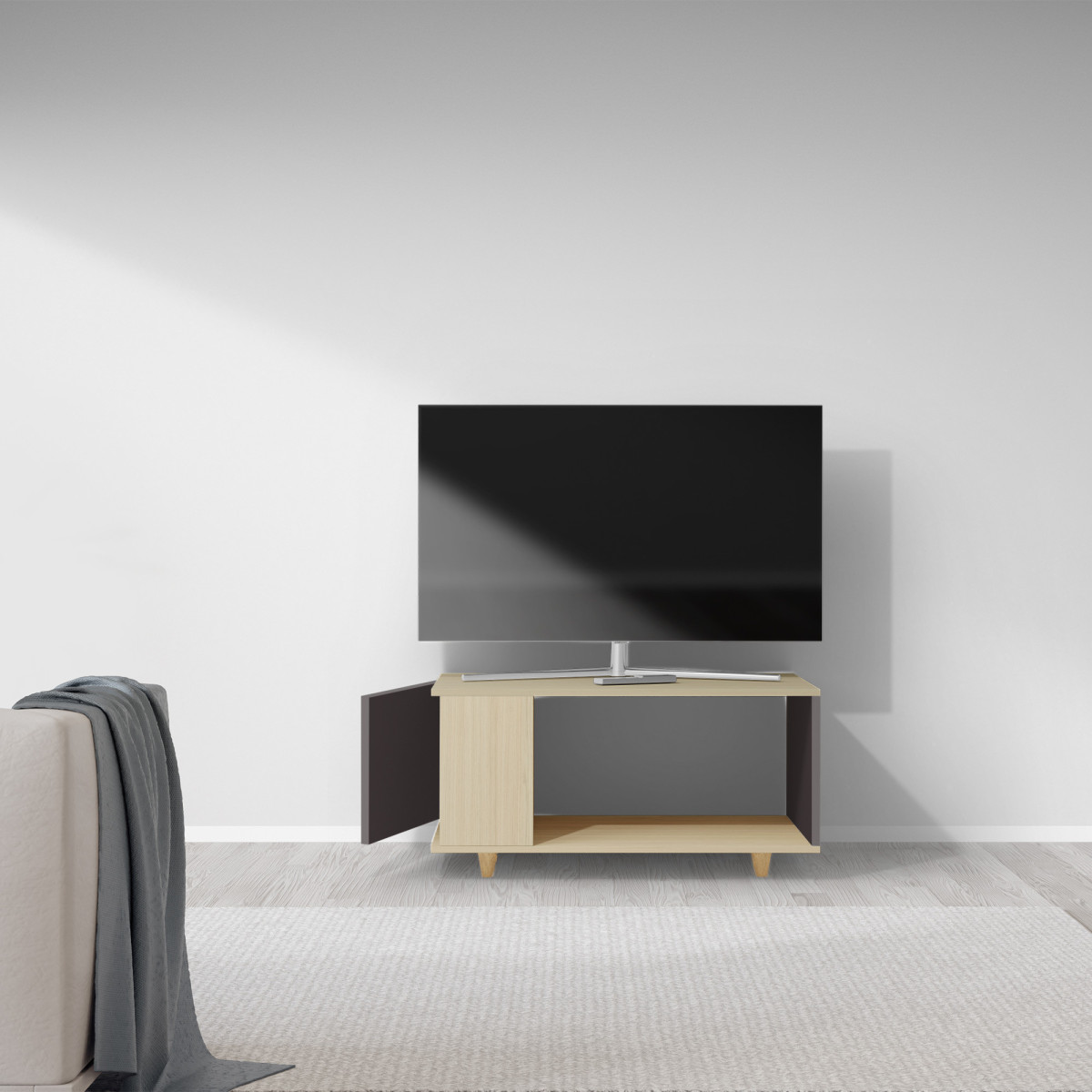 Meuble TV Chêne Clair - Graphite - Chêne Clair - Graphite YZ-NXCL1280854598-GPCLGP-01-00