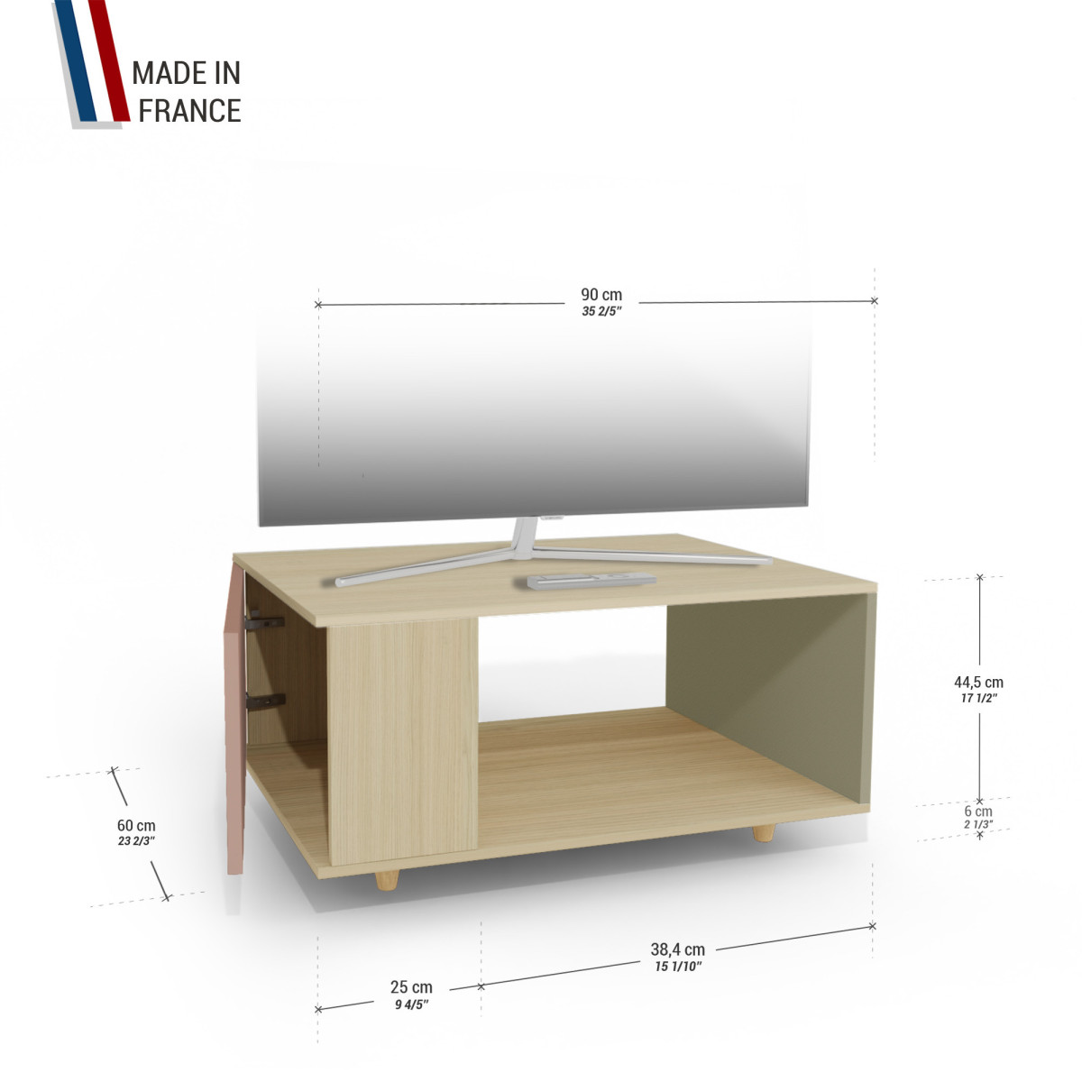 Meuble TV Chêne Clair - Abricot - Olive YZ-NXCLOUV-ABCLOL-01-01