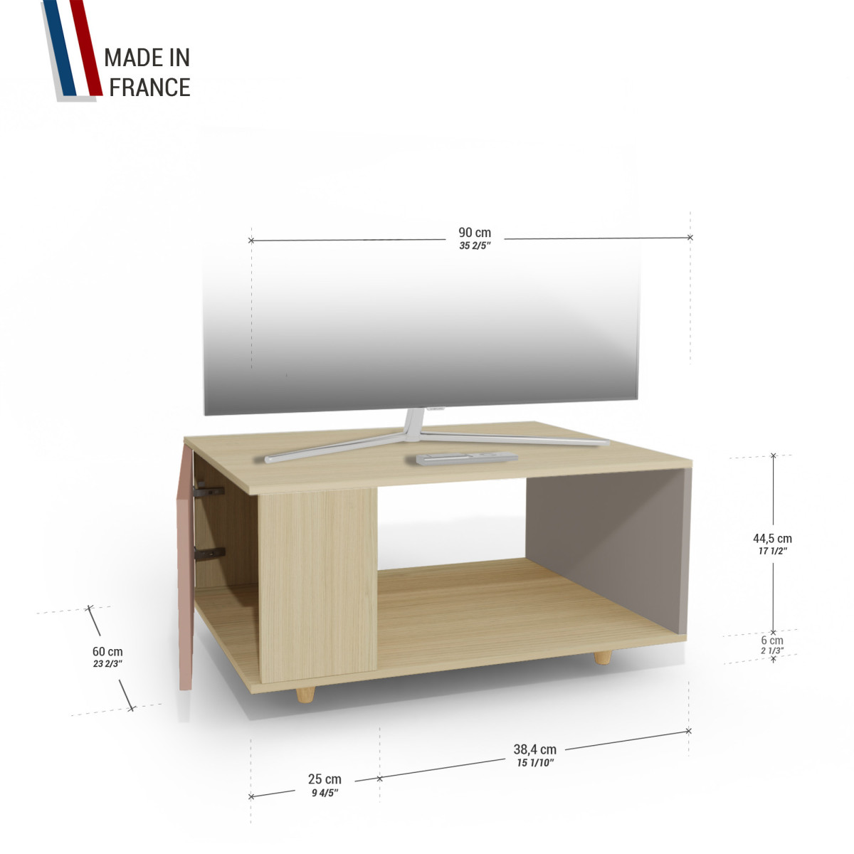 Meuble TV Chêne Clair - Abricot - Sienne YZ-NXCLOUV-ABCLSI-01-01