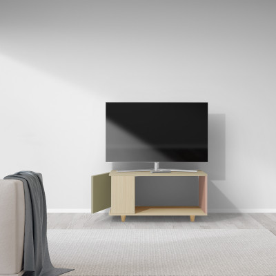 Meuble TV Chêne Clair - Olive - Abricot YZ-NXCL1280854598-OLCLAB-01-00