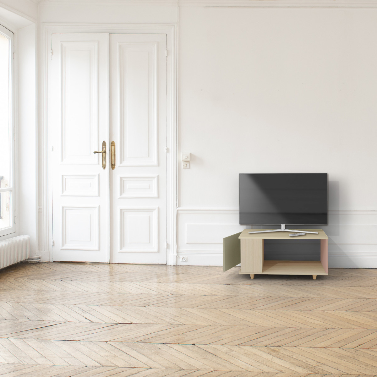Meuble TV Chêne Clair - Olive - Abricot YZ-NXCL1362702954-OLCLAB-01-00
