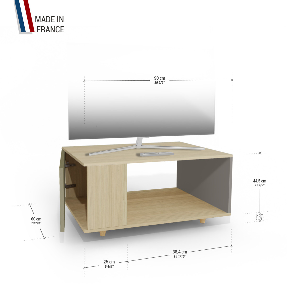 Meuble TV Chêne Clair - Olive - Cubanite YZ-NXCLOUV-OLCLCB-01-01