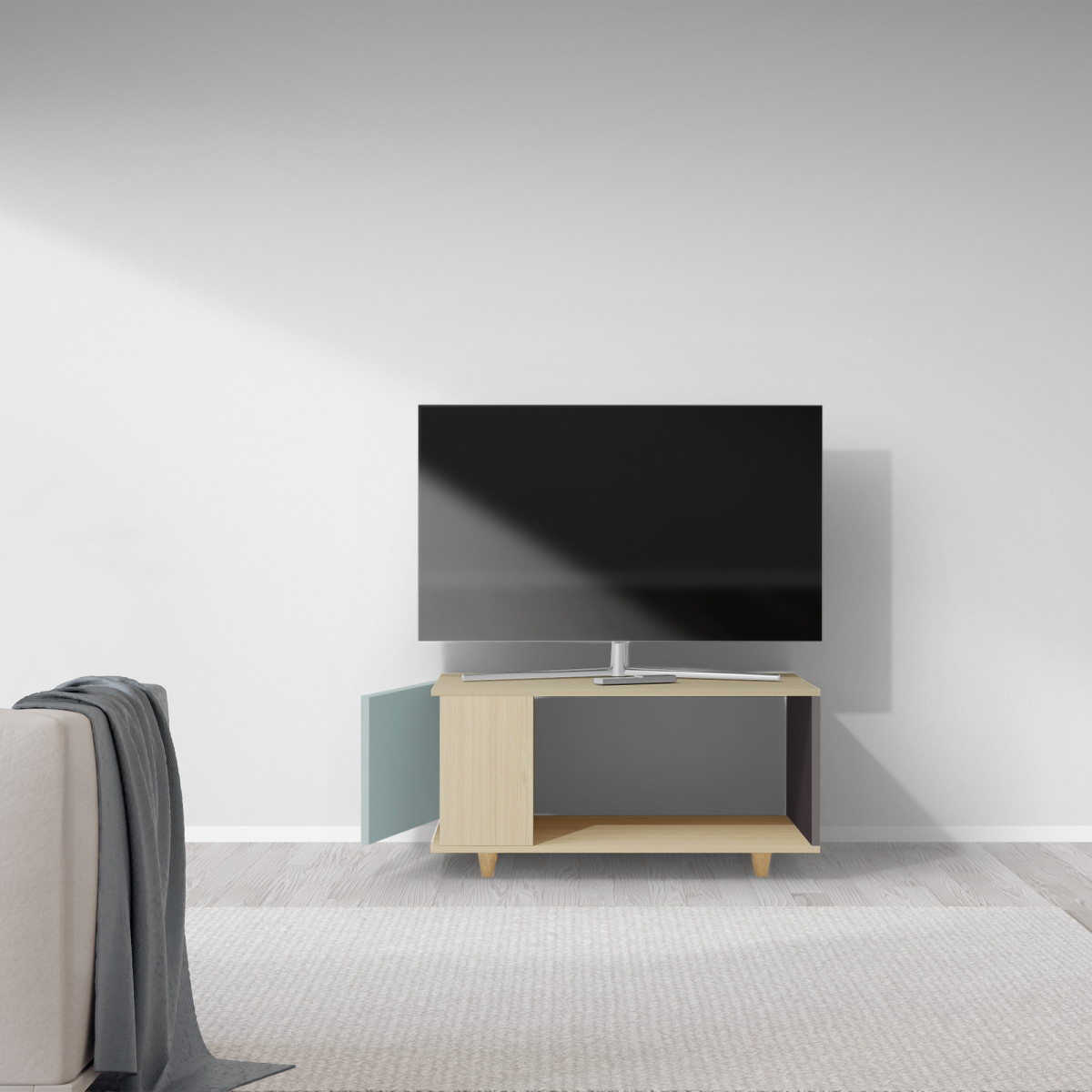 Meuble TV Chêne Clair - Curaçao - Graphite dans Meuble TV par YZON