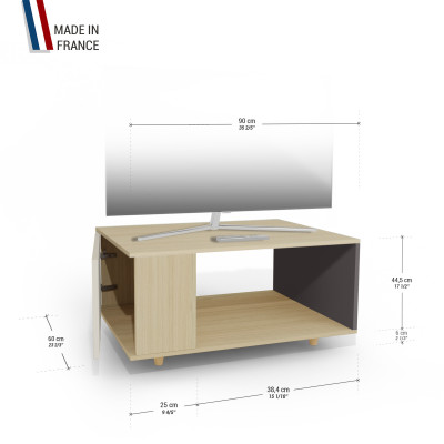 Meuble TV Chêne Clair - Porcelaine - Graphite YZ-NXCLOUV-POCLGP-01-01