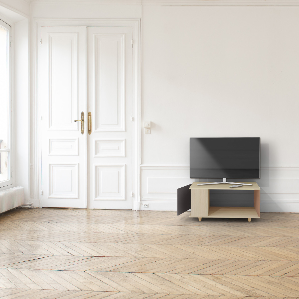 Meuble TV Chêne Clair - Graphite - Terracotta dans Meuble TV par YZON