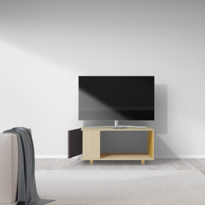 Meuble TV Chêne Clair - Graphite - Curry YZ-NXCL1280854598-GPCLCY-01-00