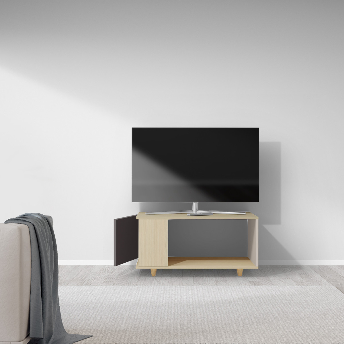 Meuble TV Chêne Clair - Graphite - Cachemire dans Meuble TV par YZON