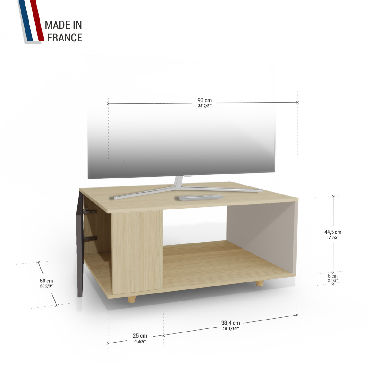 Meuble TV Chêne Clair - Graphite - Cachemire YZ-NXCLOUV-GPCLCA-01-01