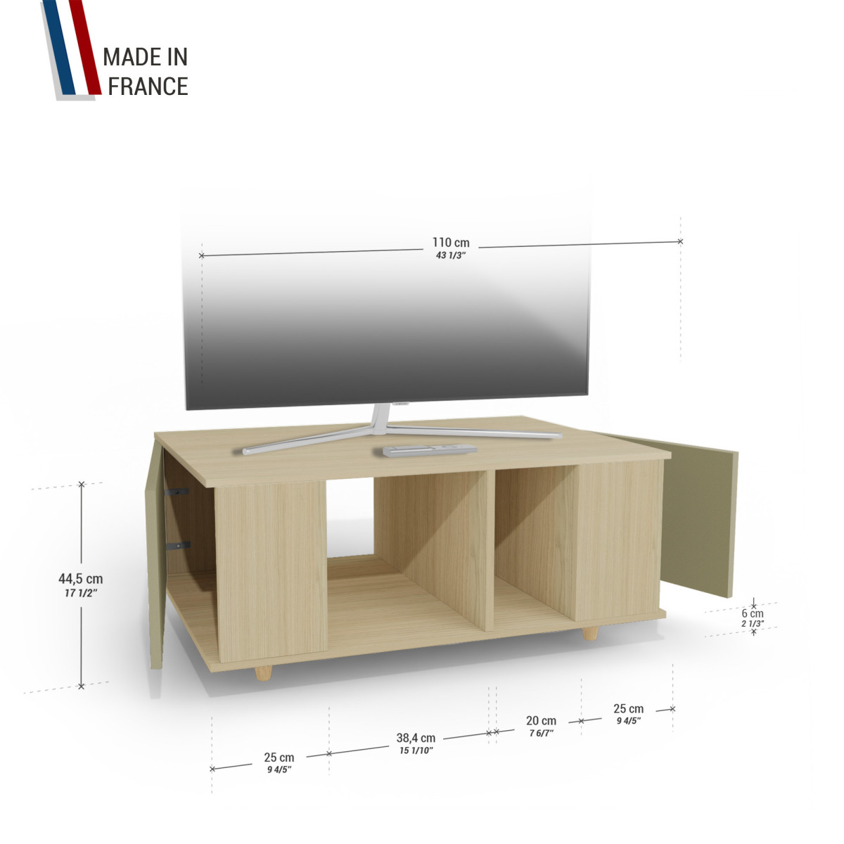 Grand meuble TV Chêne Clair - Olive - Chêne Clair - Olive YZ-GNXCLOUV-OLCLOL-01-01