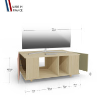 Grand meuble TV Chêne Clair - Abricot - Olive YZ-GNXCLOUV-ABCLOL-01-01