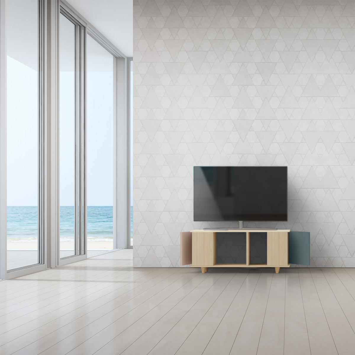 Grand meuble TV Chêne Clair - Abricot - Tropical YZ-GNXCL1134027925-ABCLTR-01-00