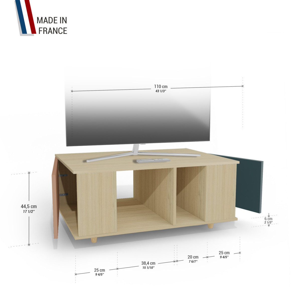 Grand meuble TV Chêne Clair - Terracotta - Tropical YZ-GNXCLOUV-TECLTR-01-01