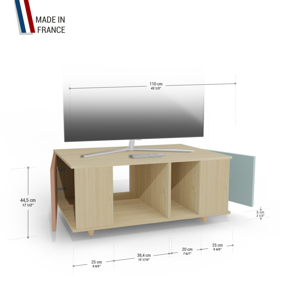 Grand meuble TV Chêne Clair - Terracotta - Curaçao YZ-GNXCLOUV-TECLCU-01-01