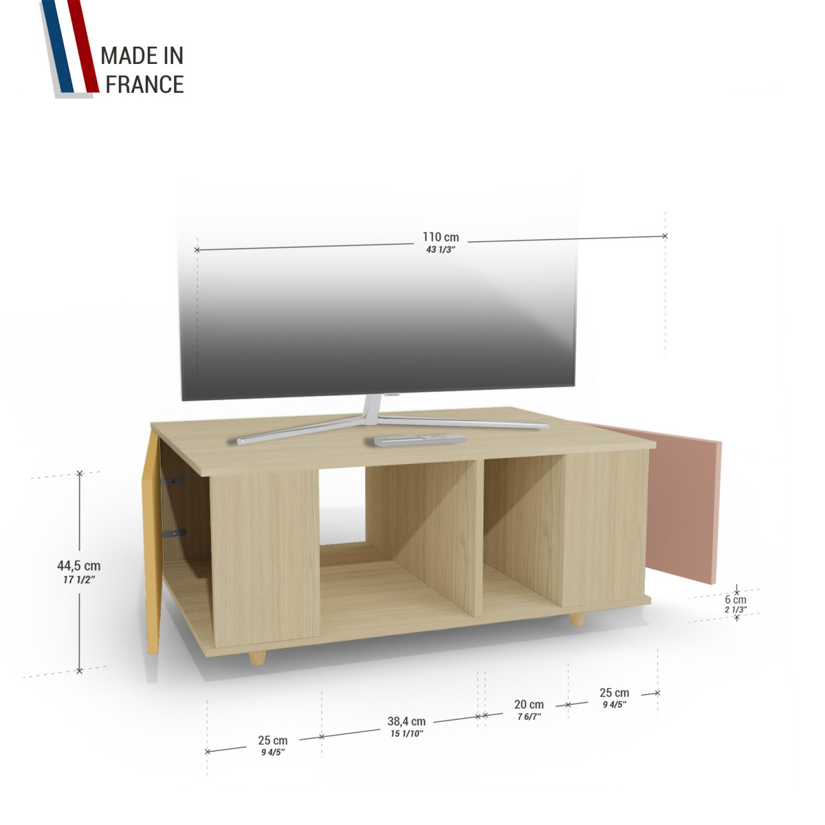 Grand meuble TV Chêne Clair - Curry - Abricot YZ-GNXCLOUV-CYCLAB-01-01