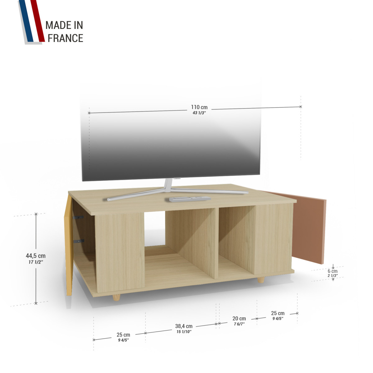 Grand meuble TV Chêne Clair - Curry - Terracotta YZ-GNXCLOUV-CYCLTE-01-01