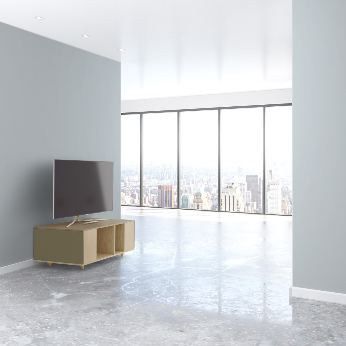 Grand meuble TV Chêne Clair - Olive - Terracotta YZ-GNXCL525475116-OLCLTE-01-00