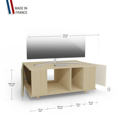 Grand meuble TV Chêne Clair - Olive - Porcelaine YZ-GNXCLOUV-OLCLPO-01-01