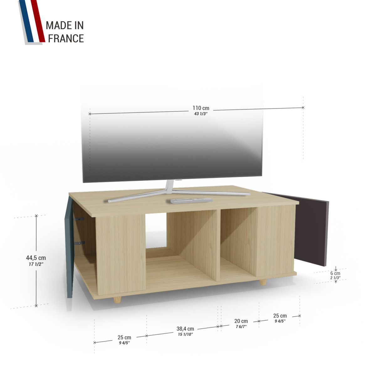 Grand meuble TV Chêne Clair - Tropical - Graphite YZ-GNXCLOUV-TRCLGP-01-01