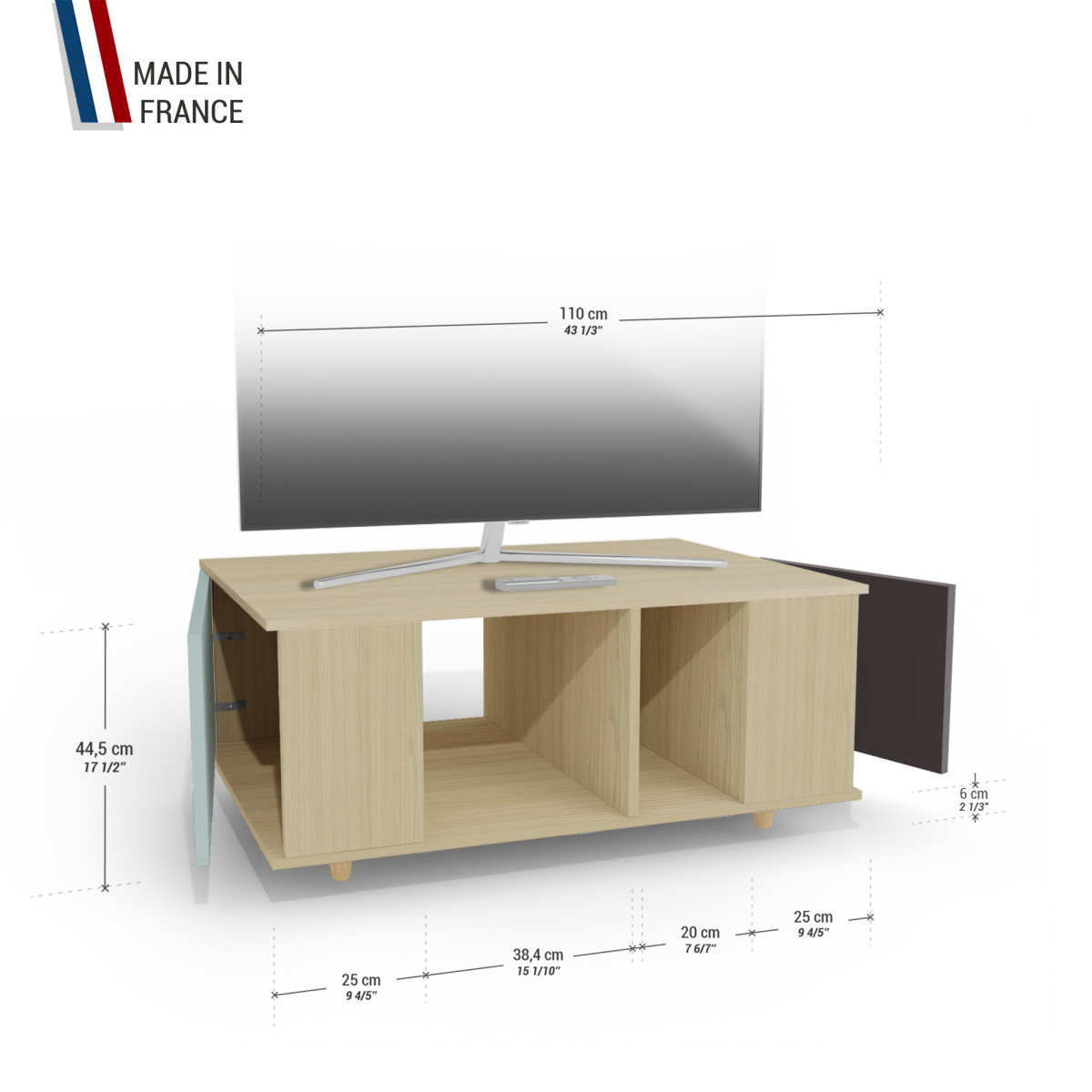 Grand meuble TV Chêne Clair - Curaçao - Graphite YZ-GNXCLOUV-CUCLGP-01-01